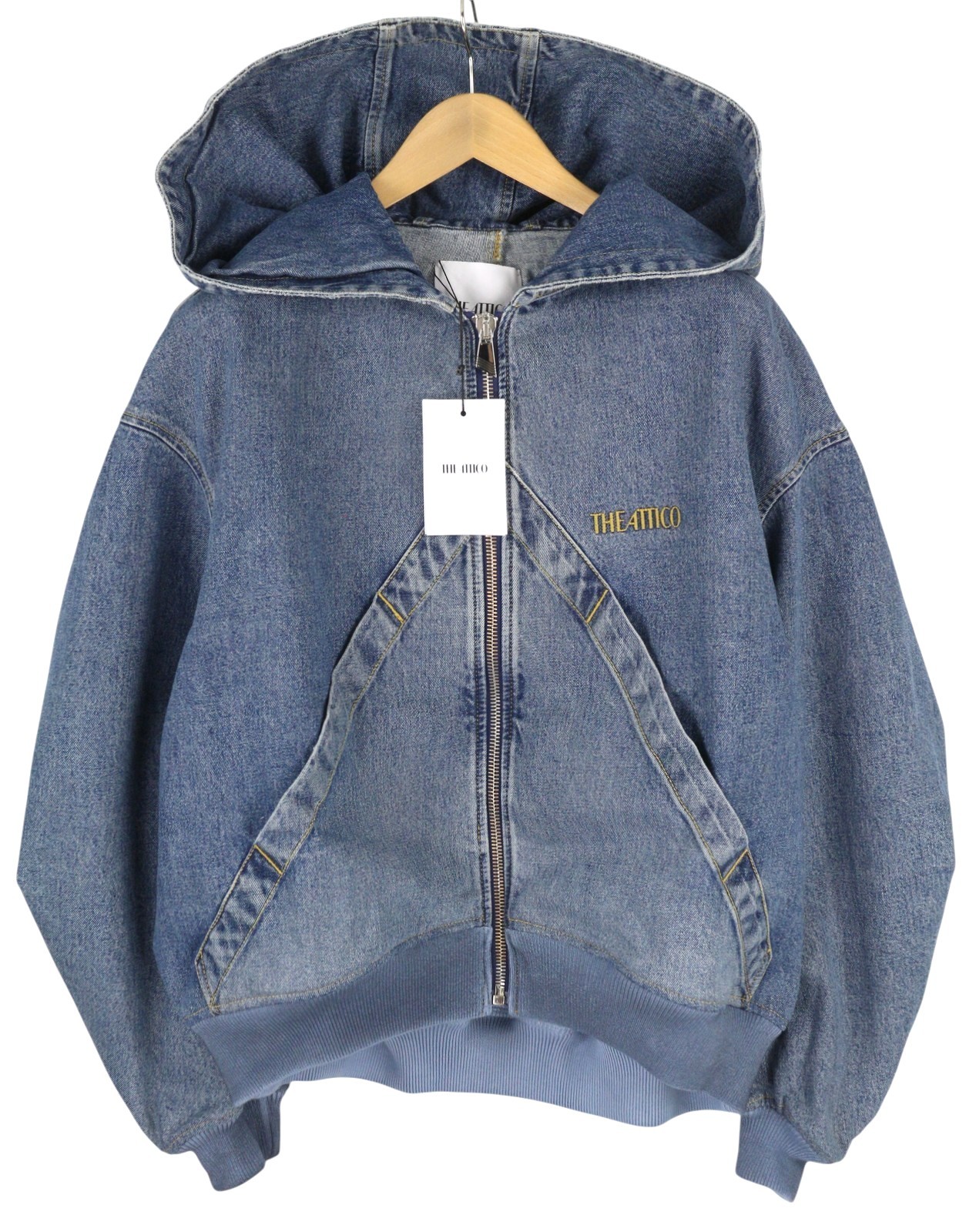 THE ATTICO Women Jacket 42 Blue Denim Bomber Hooded RRP1550 image 2