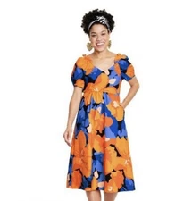 Tabitha Brown for Target Floral Tie Back Dress Size 10 Beach Crucero Summer