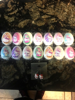 Hello Kitty Easter Bundle Special Edition14 Plastic Eggs & Hello Kitty Ear Rings