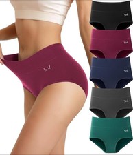 Women  s High Waisted Cotton Underwear Soft Stretch Full Coverage Panties 5 Pack