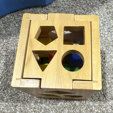 Melissa  Doug Shape Sorting Cube Wooden Block Sorter 715 Ages 2 w/ Shapes