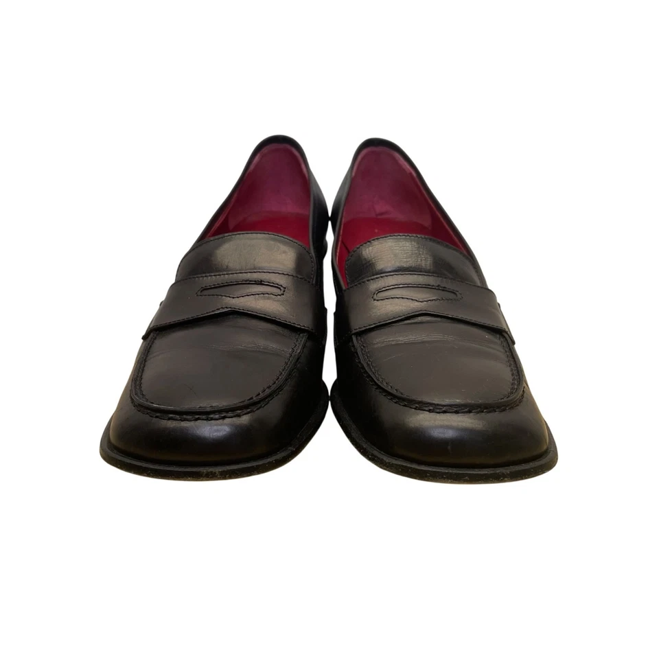 Mocasines Joan & David para mujer de cuero negro y rojo hechos a mano en Italia Penny 7,5 M Foto 2 de 4