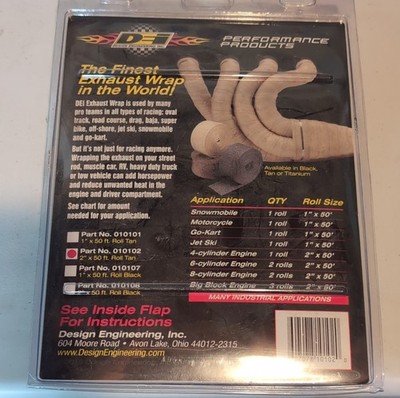 New DEI Fiberglass Exhaust And Header Wrap #010102 2''X50'' Roll Tan Universal