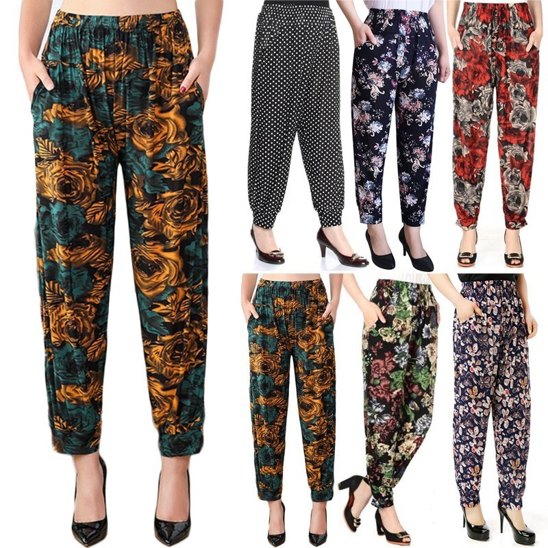 Floral Wide Leg Trousers for Women - Casual Comfort Fit