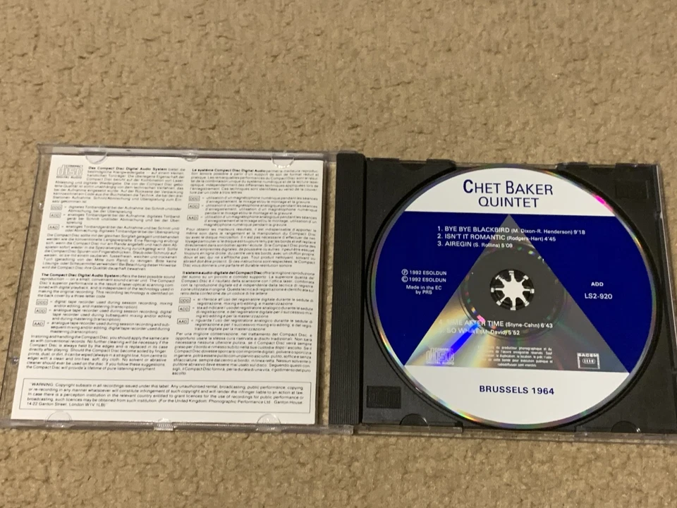 Chet Baker quintet Brussels 1964 CD rare Foto 4 de 4