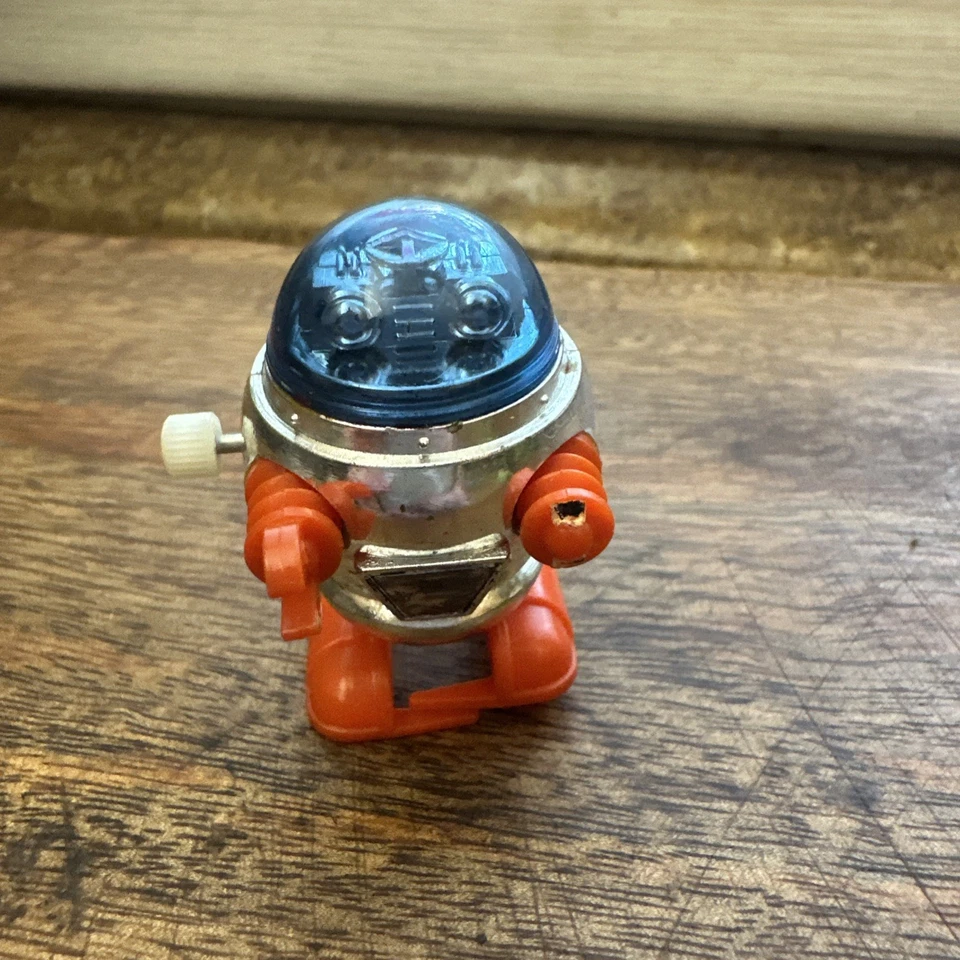 Vintage 1977 Tomy Wind-up Robot Walking Toy 1.75" Blue Dome Orange Arms/feet - Image 3 of 4