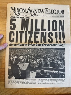 1968 Nixon Agnew Elector Newspaper No. 2 Oct 1968 Nixon Agnew Campaign