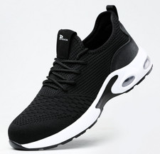 Herren Arbeitsschuhe S3 Leicht Stahlkappe Sicherheitsschuhe Sneaker Schwarz/Weiß
