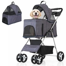 3 in 1 Foldable Pet Stroller for Small  Medium Dogs, Detachable Carrier, Car...