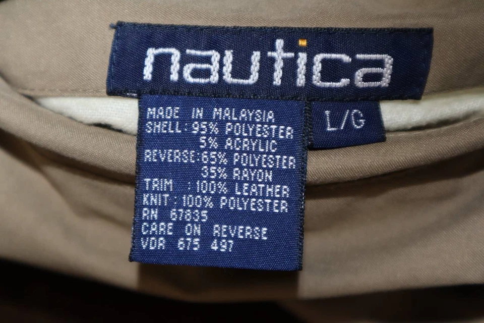 Chaqueta Bomber Vintage Años 90 Nautica Reversible Cuero Gamuza L Marrón Beige Foto 3 de 4