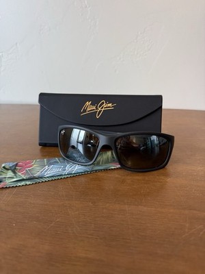 Maui Jim KANAIO COAST Matte Black White Blue POLARIZED Grey Sunglasses 766-02MD
