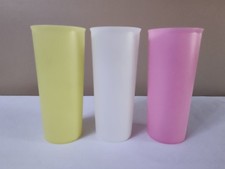 Tupperware Set of 3 Vintage 107 Tall Pastel Tumblers Cups 16 Oz 1970  s EUC