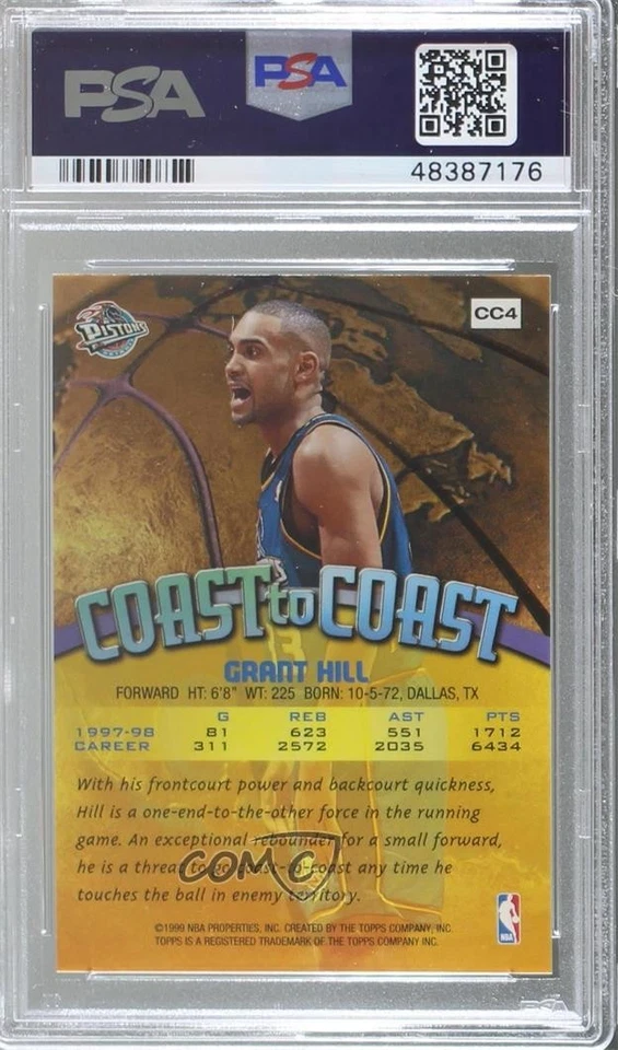 1998-99 Topps Coast to Coast Grant Hill #CC4 PSA 9 MINT HOF - Image 2 of 2