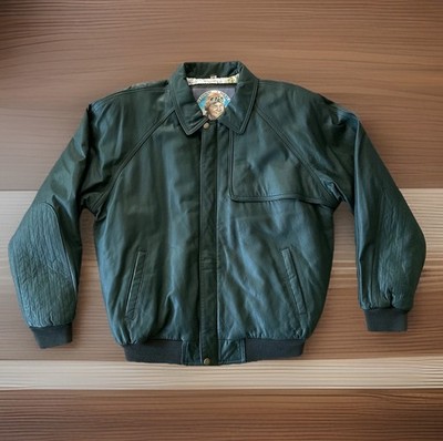 DURKEE S EXPRESS Flight Jacket Men s M Dark Green Finest Antiqued Leather Coat