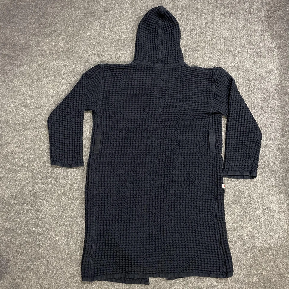 Onsen x Huckberry Waffle Robe Mens Medium Navy Blue Hooded Supima Cotton - Image 2 of 4