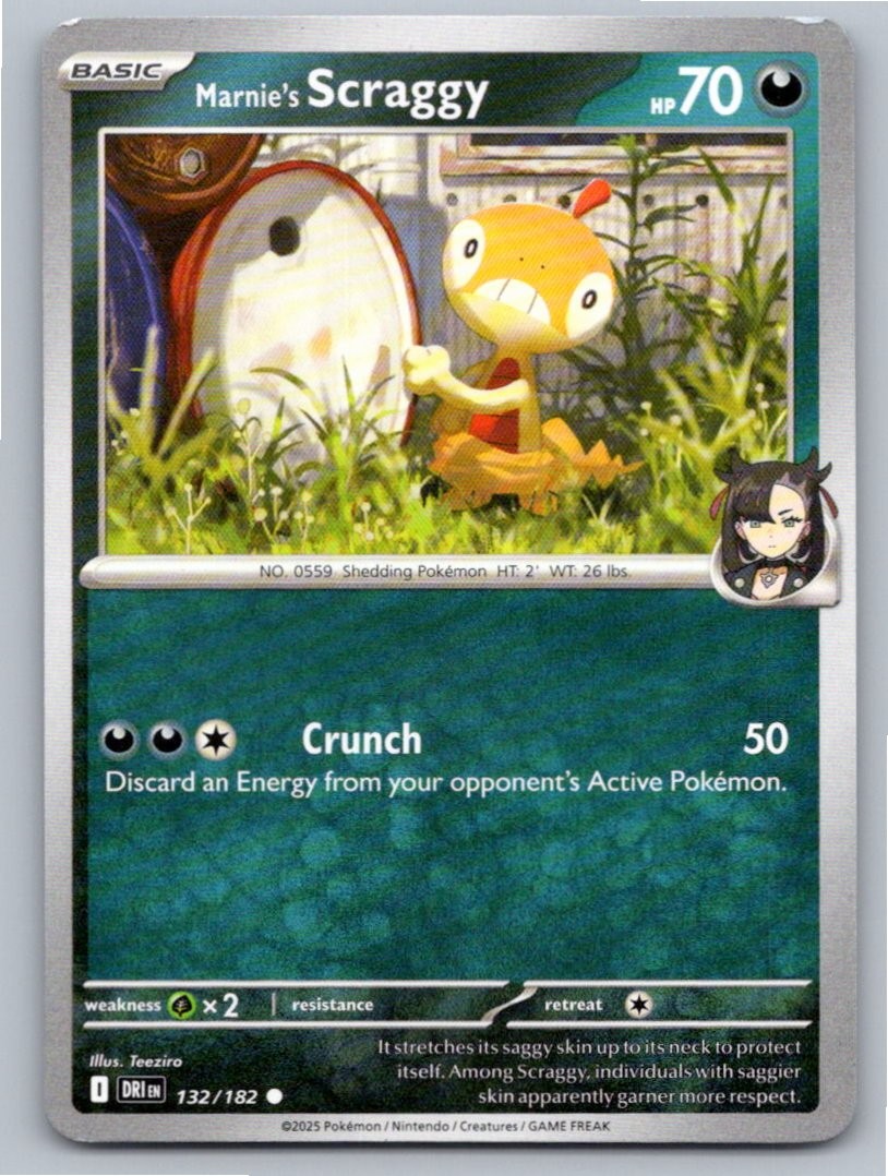 2025 POKEMON MARNIE'S SCRAGGY DESTINED RIVALS 132/182 COMMON NM A52731 FREE S&H