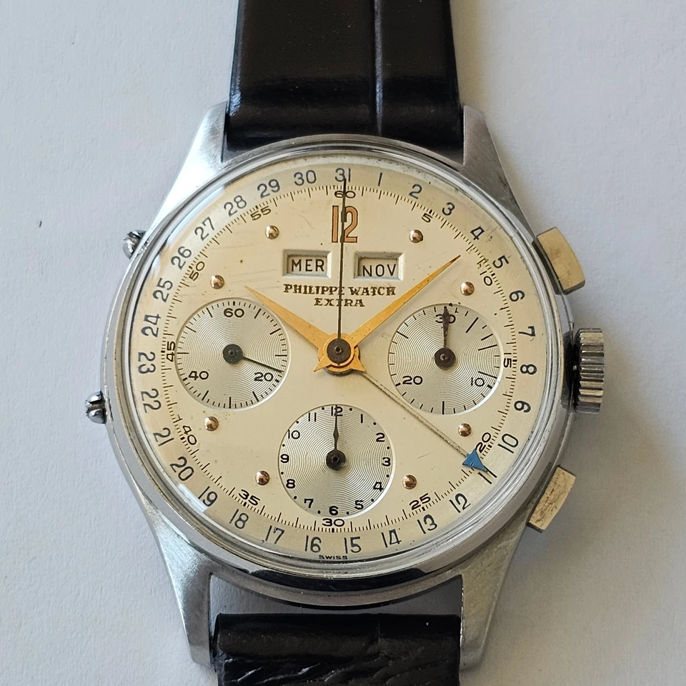 PHILIPPE WATCH-CRONO TRIPLO CALENDARIO-VALJOUX 72 C-DATO-COMPAX-RUOTA A COLONNE - Immagine 2 di 4