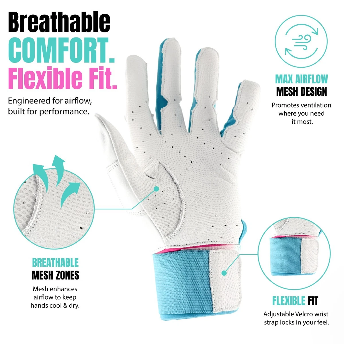 NUEVO Guantes de Bateo Sportz Drip Adulto Grande/XL Premium Pro Puño Corto - Adulto L/XL