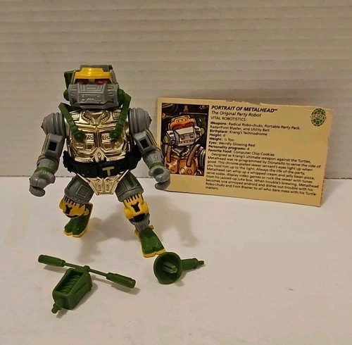 Vtg 1989 TMNT Metalhead 100% COMPLETE  MINT CHROME (GOLD) GREAT CONDITION