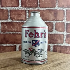 Vintage 1940's Crowntainer Cone Top Can Fehr's Beer Horse Race Louisville, KY