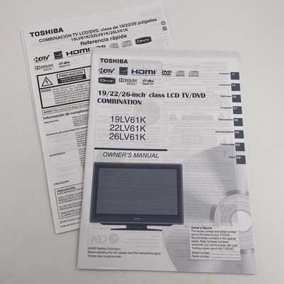 Toshiba Owner s Manual LCD TV/DVD COMBINATION 19LV61K / 22LV61K / 26LV61K.