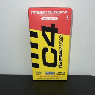 C4 Energy Drink Mix Zero Sugar Strawberry Watermelon Ice 8 Packets A5