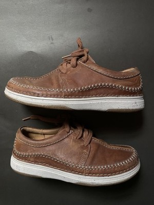Clarks Active Air Men s 7.5 Brown Leather Moccasin Toe Comfort Lace Up Shoes