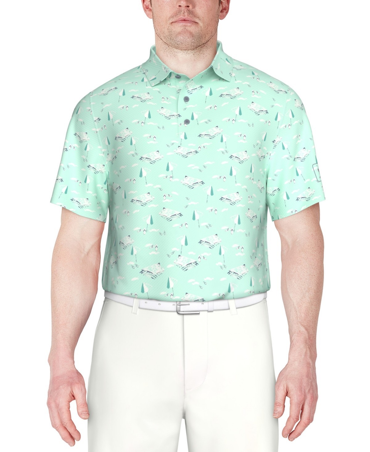 Мужская рубашка поло обычного покроя с коротким рукавом Pga Tour Men Small Blue Stretch 2790₽