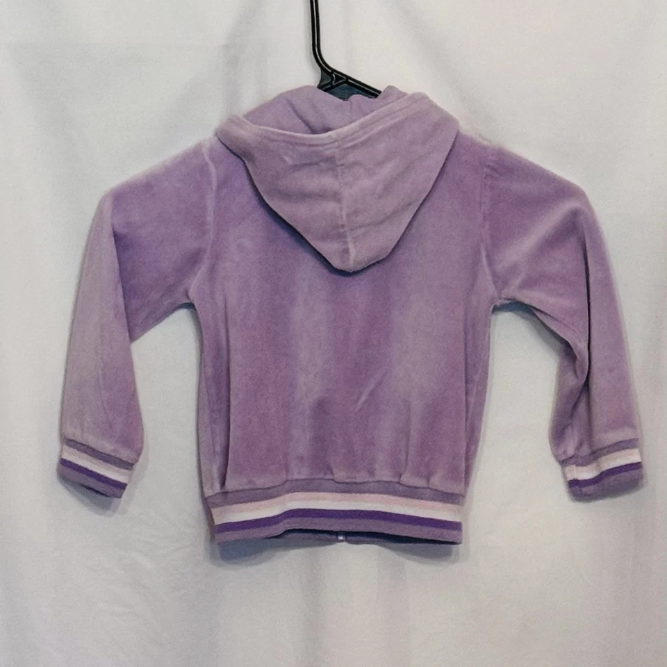 Vintage Care Bears Y2K Zip Up Fleece Hoodie Sweatshirt Size 4T Lavender 2005 - Image 2 of 4