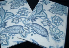 Southern Living Blue Cream Floral Print King Size Pillow Shams Set of 2 NEW