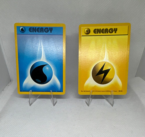 Pokemon TCG Base Set Water Energy 102/102 & Lightning Energy 100/102 (2)