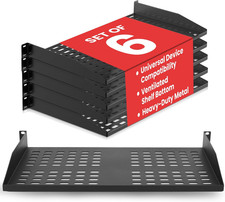 19-Inch 1U Server Rack Shelf - 6 Pcs. Vented Metal Shelves for Optimal Airflow,