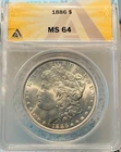 1886 MORGAN SILVER DOLLAR $1 ANACS MS 64 Certified Coin Free Shipping! #59