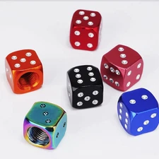 4PCS Aluminum Dice Tire Valve Stem Caps – Dustproof Car Truck Bike Wheel Cover