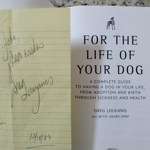 Greg Louganis SIGNED 1989 Page Life of Your Dog Show Dogs Photos HC/DJ Olympics - Picture 2 of 10