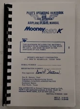 Mooney M20K Pilots Operating Handbook & Flight Manual 1981 #1226 Reproduction