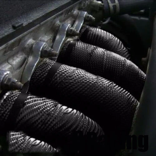 2" 16.5ft Roll Fiberglass Exhaust Header Pipe Heat Wrap Tape Black +6 Ties Kit - Picture 3 of 8