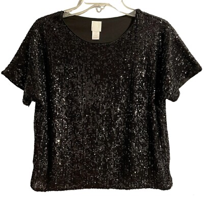 H&m Ladies Sequin T Shirts Gold Sequin Glitter Top From H&M, M