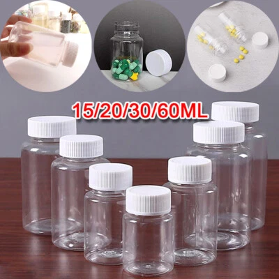 15ml/20ml/30ml/60ml Plastic PET Seal Bottle Solid Powder Medicine Containers