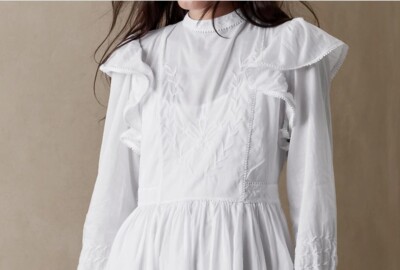 Banana Republic Esme Embroidered Mini Dress M White Boho Peasant Cotton |  eBay