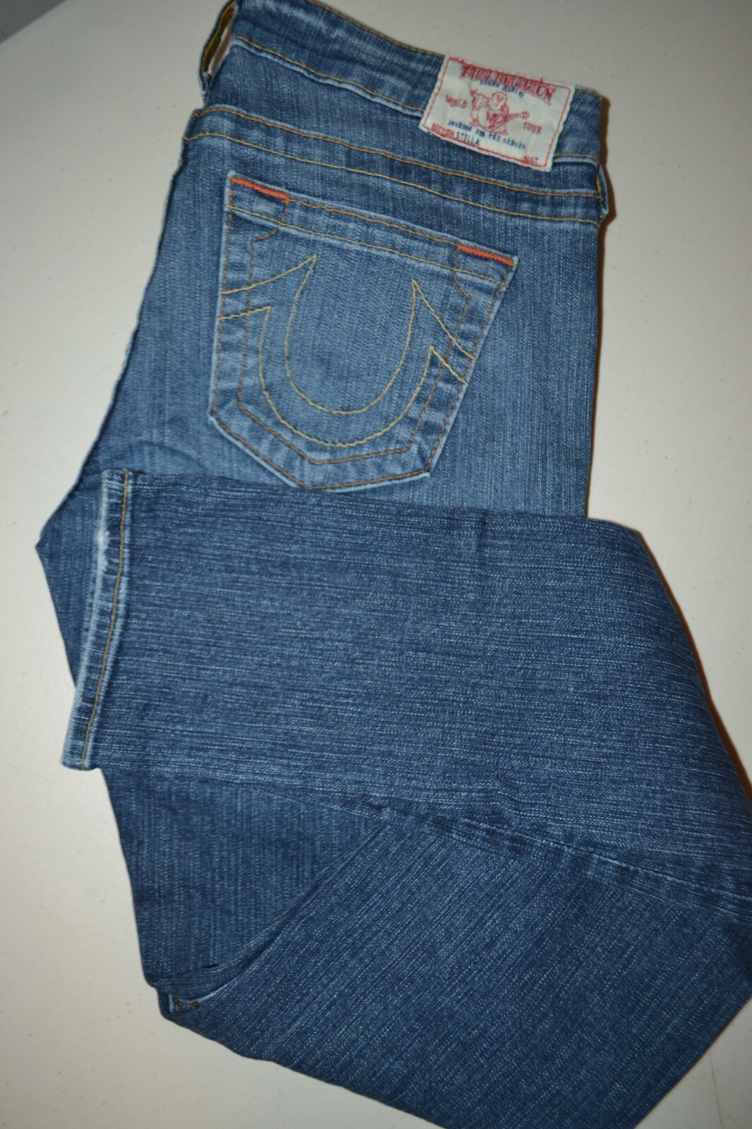 True Religion Women's Stella Skinny No Pocket Flaps Blue Denim Jeans Sz 29x33
