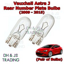 For Vauxhall Astra J Rear Number Plate Bulbs Pair Reg Bulb Lights MK6 (09-15)