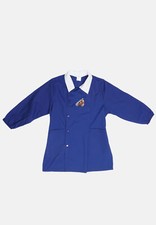 Kids Blue Elementary School Buttons Collar White Motorcycle Apron 7-15 Years