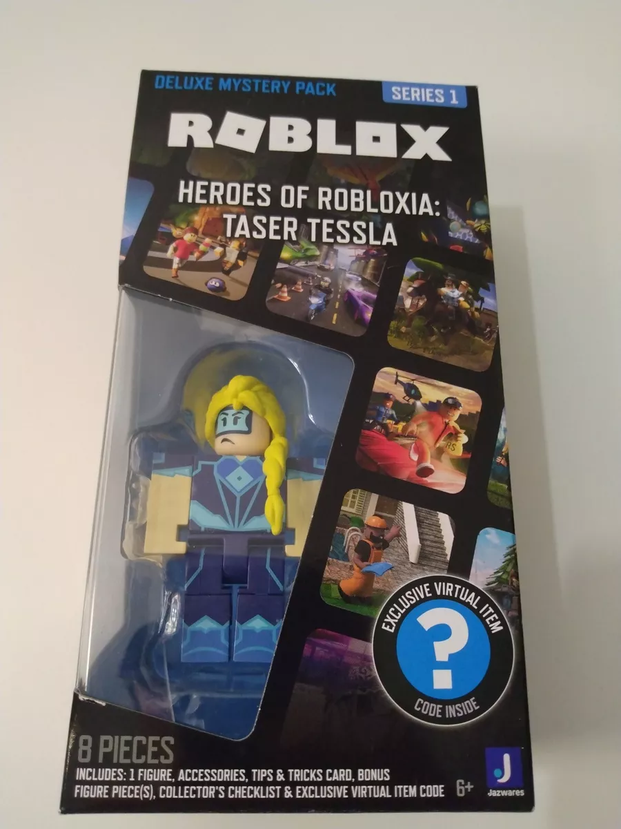  Roblox Action Collection - Heroes of Robloxia: Taser Tessla  Deluxe Mystery Figure Pack + Mystery Figure Bundle [Includes 2 Exclusive  Virtual Items] : Toys & Games