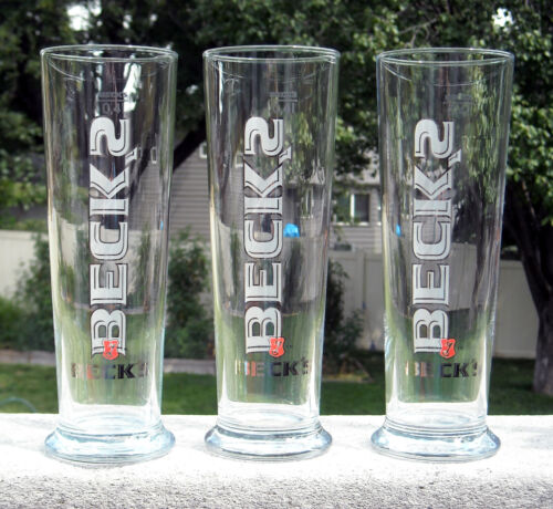 3 New 16 oz Becks Beer Tall Glasses 0,4l Germany - Picture 2 of 2