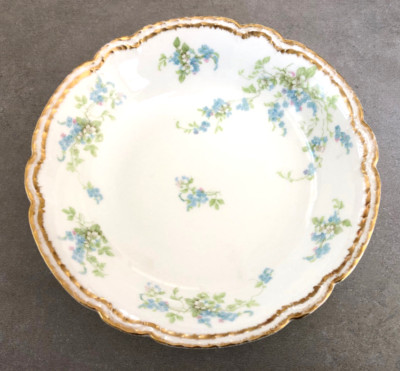 Limoges P M de M Mandavy de Mavaleix Old Abbey Blue White Floral - Serving Bowl