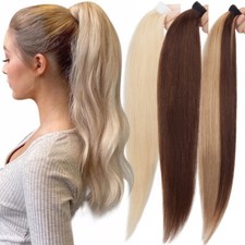Thick Real Remy Jaw Claw Ponytail Clip In 100 Human Hair Extensions Pony Tails