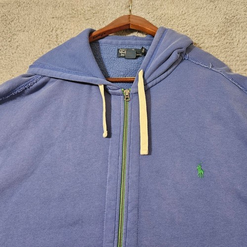 Polo Ralph Lauren Hoodie Mens 2XLT Blue Full Zip Hoody Pony Sweater Heavyweight