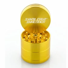 Medium 2.1" Gold Santa Cruz Shredder Aluminum Herb Grinder 4 Piece Textured Grip