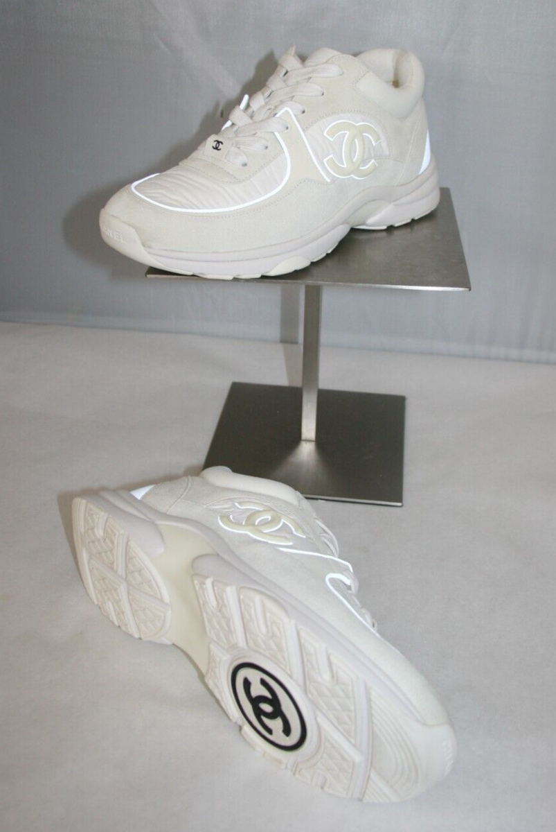 Chanel CC Logo Low Top Sneakers 'White' Designer G34360 Wmns Sz 39